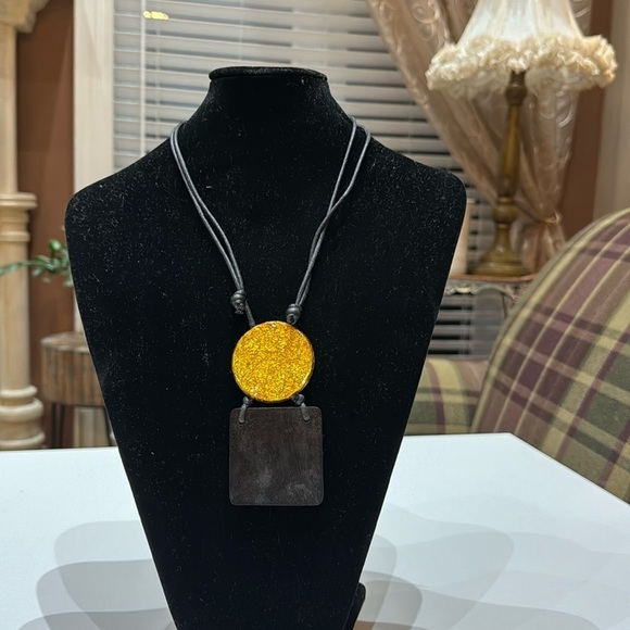 NWT DECOUTURE Statement  Geometric Shape Corded Necklace - Picture 2 of 6